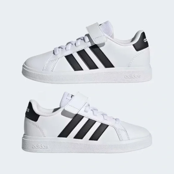 Adidas Grand Court 2.0 Kids' White and Black Sneakers - Picture 2 of 11